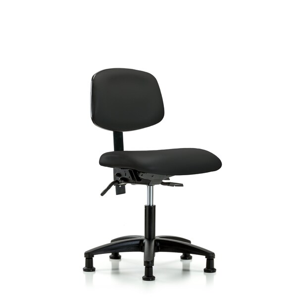Desk Chair Desk Chair, Vinyl, Glides, Blk, No Arms, 18" to 23" Height, Vinyl, Black