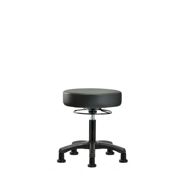 Vinyl Mini-Stool, Desk, Glides, Carbon