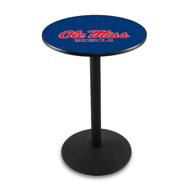 42" Blk Wrinkle Ole' Miss Pub Table, 36" dia. Top