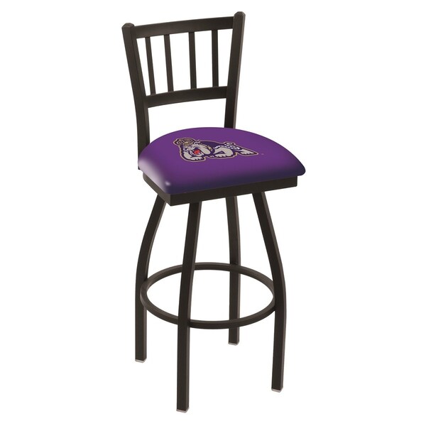 25" Blk Wrinkle James Madison Swivel Bar Stool, Jailhouse Back