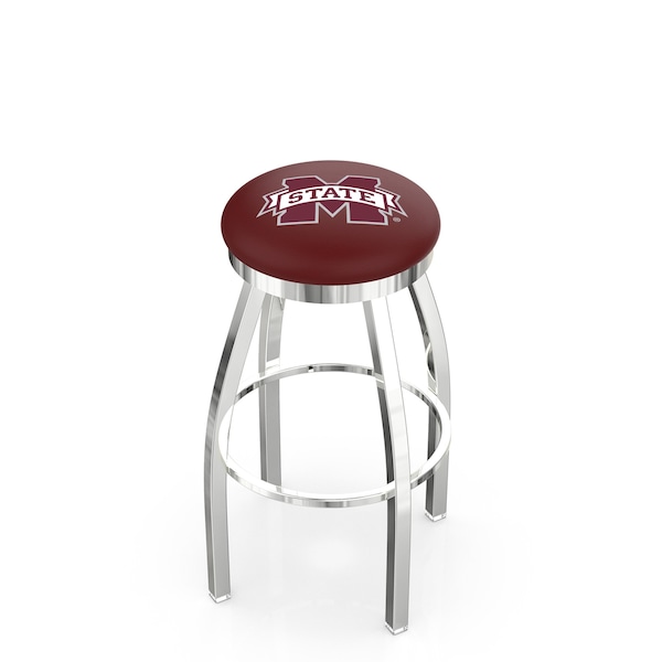 25" Chrome Mississippi State Swivel Bar Stool, Accent Ring
