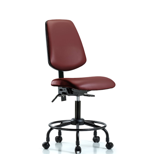 Vinyl Chair, Desk, Round Tube Base, Med Back, Tilt, Casters, Borscht