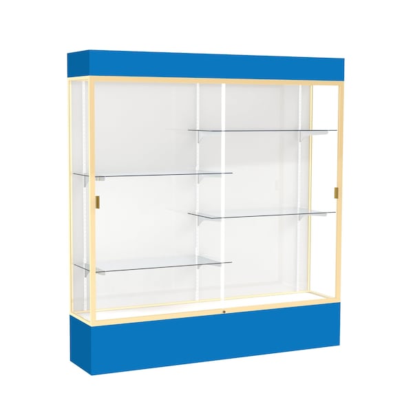 Lighted Floor Display Case 72x80x16, White, Champange