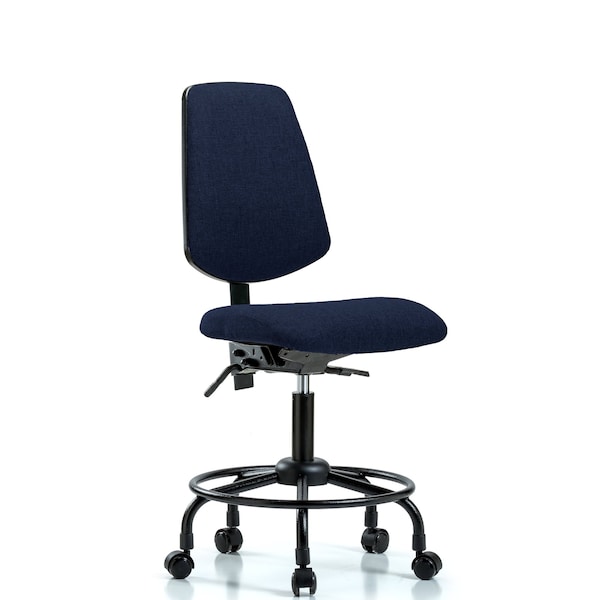 Desk Chair Fab Desk Chair, Med, Bk, RT, Casters, Navy, No Arms, 21" to 26" Height, Fabric, Dark Blue