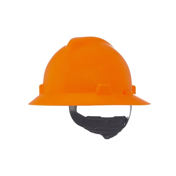 V-Gard Slotted Full Brim Hard Hat, Fas-Trac III Suspension, Type I, Class E, Hi-Vis Orange