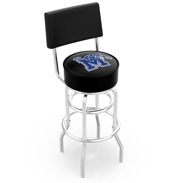 25" Chrome 2-Ring Memphis Swivel Bar Stool, Back