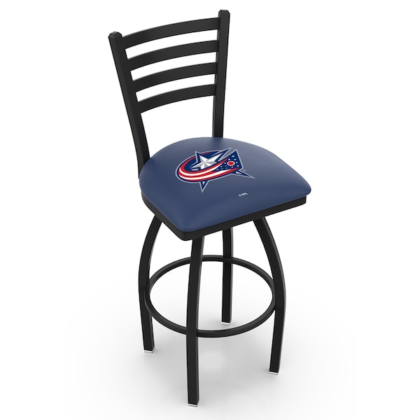 25" Blk Wrinkle Columbus Blue Jackets Swivel Bar Stool, Ladder Back