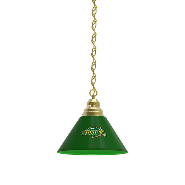 North Dakota State Pendant Light, Green Shades, Brass Fixture