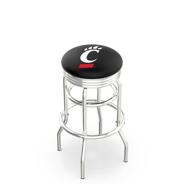 25" Chrome 2-Ring Cincinnati Swivel Bar Stool, Accent Ring