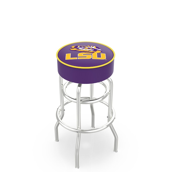 25" Louisiana State Cushion Seat, 2-Ring Chrome Swivel Bar Stool