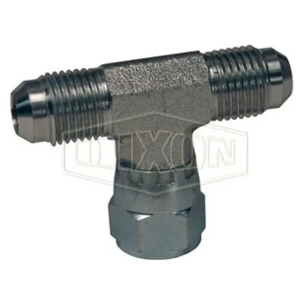 Hydraulic Tee, 1-5/16-12 Nominal, 37Deg Female JIC Swivel x 37Deg Male JIC Flare, Steel, Domestic