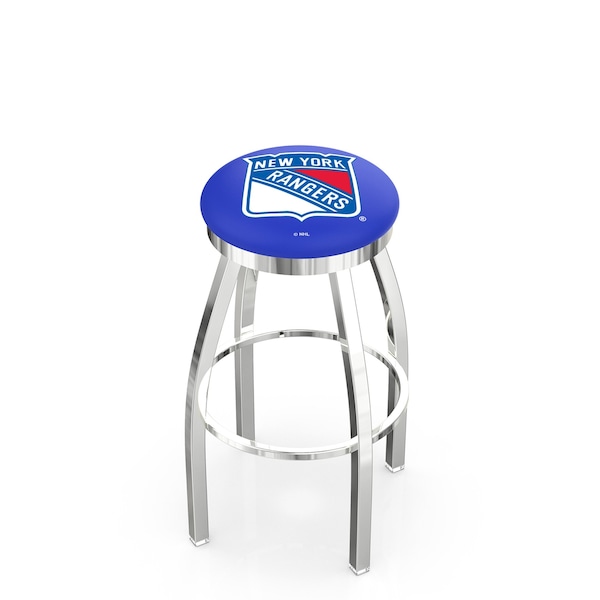 25" Chrome New York Rangers Swivel Bar Stool, Accent Ring