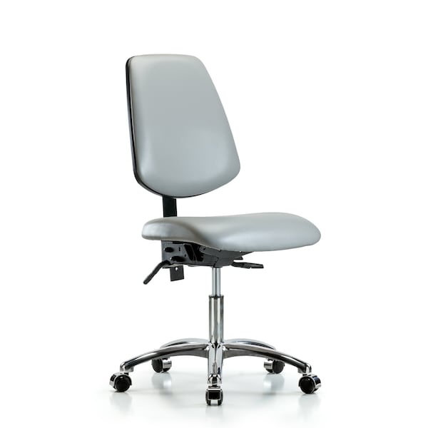 Desk Chair Desk Chair, Vinyl, Med, Bk, Chrm, Casters, Dov, No Arms, 18" to 23" Height, Vinyl, Dove