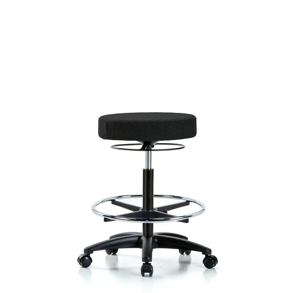 Bench Stool, Hi, Fabric, CF, Casters, Blk