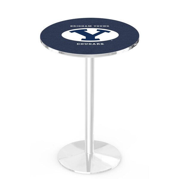 42" Chrome Brigham Young Pub Table, 36" dia. Top