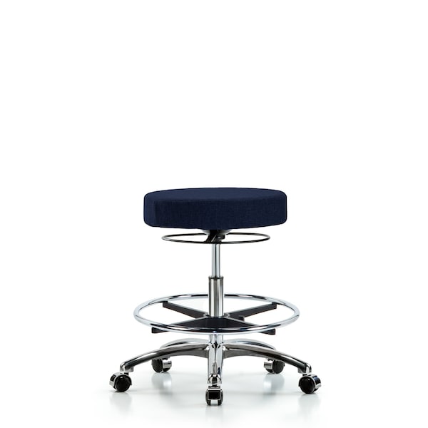 Bench Stool, Med, Fabric, Chrom, CF, Cstr, Nav