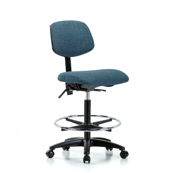 Chair, Fab, Hi Bench, Tilt CF Casters, Blu, No Arms, 26" to 35-1/2" Height, Blue