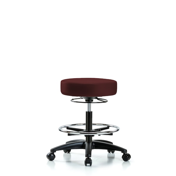 Bench Stool, Med, Vinyl, CF, Casters, Burg