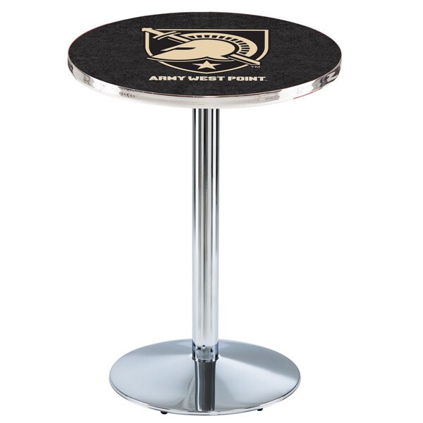 42" Chrome US Military Academy ARMY Pub Table, 36" dia. Top