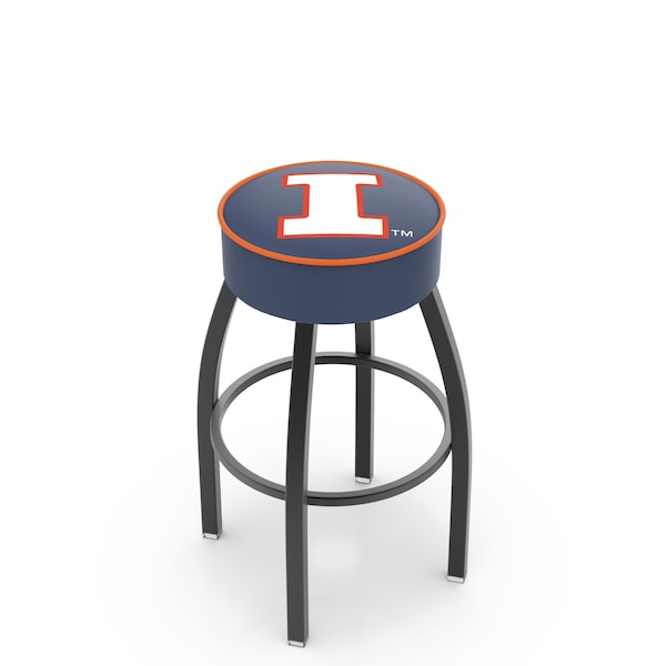 25" 4" Illinois Cushion Seat, Blk Wrinkle Base Swivel Bar Stool