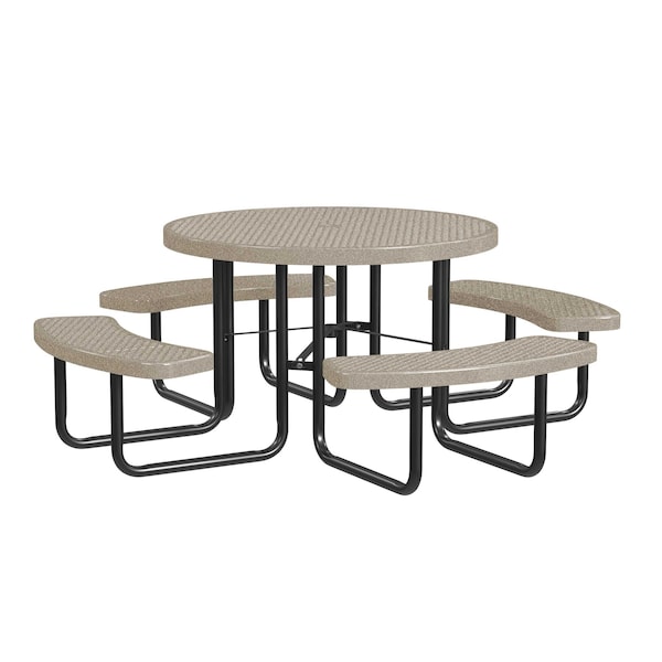 Round Portable Picnic Table, Sandstone, 46 in L