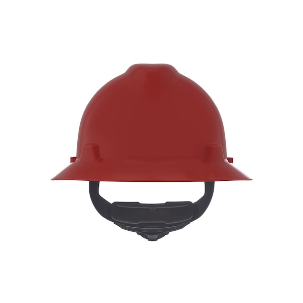 V-Gard Slotted Full Brim Hard Hat, Fas-Trac III Suspension, Type I, Class E, Red