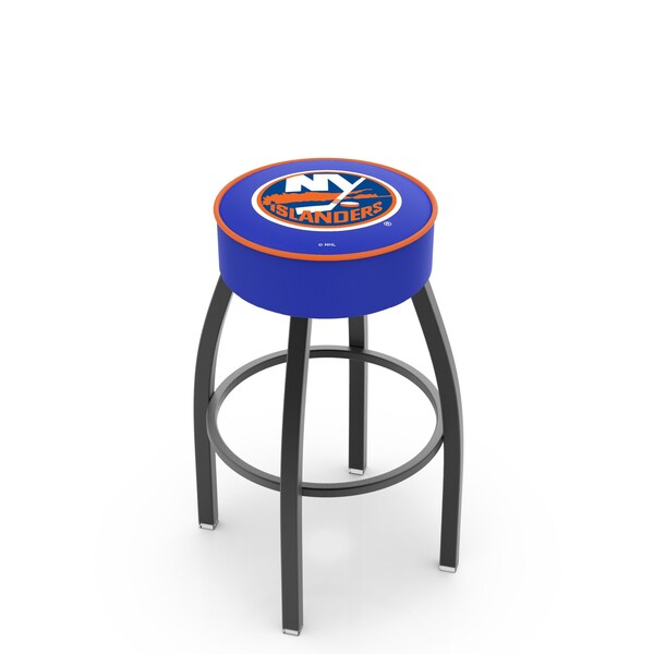 25" New York Islanders Cushion Seat, Blk Wrinkle Base Swivel Bar Stool