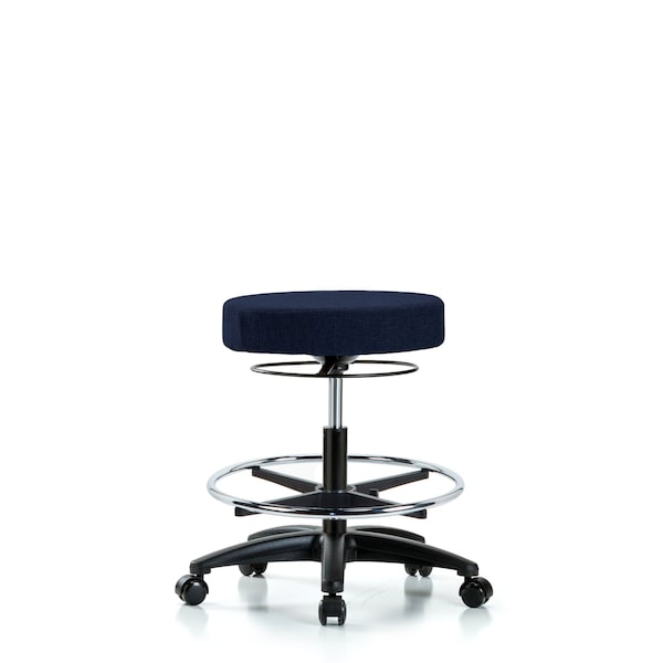 Bench Stool, Med, Fabric, CF, Casters, Nav