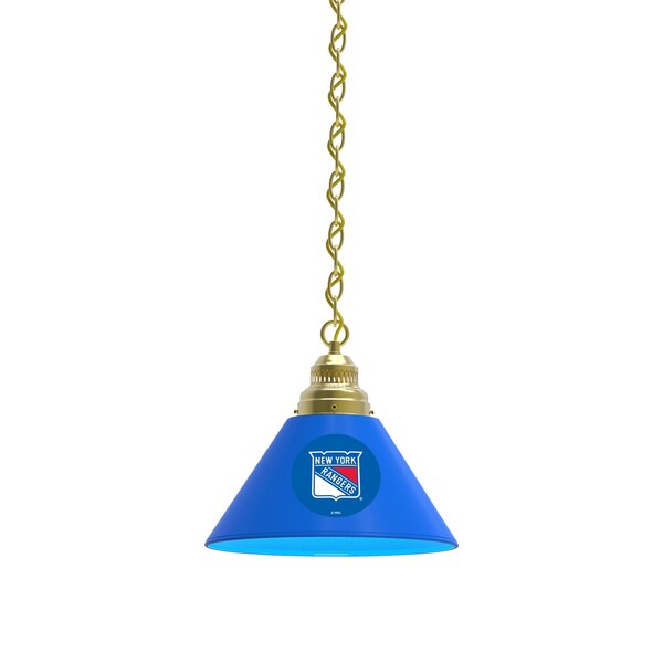 New York Rangers Pendant Light, Brass Fixture