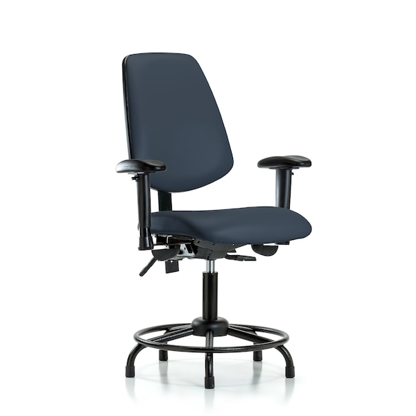 Desk Chair Adjustable Arms, 18" to 23" Height, Vinyl, Imperial Blue