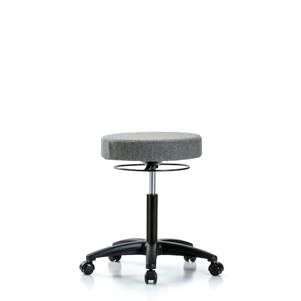 Bench Stool, Med, Fabric, Casters, Gry