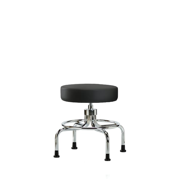 Screw-Lift Stool, Vinyl, CR, Glides, Blk