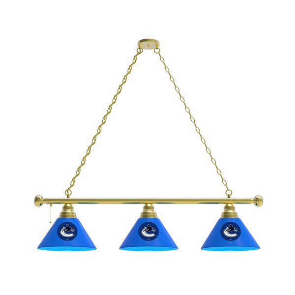 Vancouver Canucks 3 Shade Billiard Light, Brass Fixture