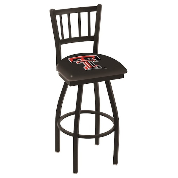 25" Blk Wrinkle Texas Tech Swivel Bar Stool, Jailhouse Back