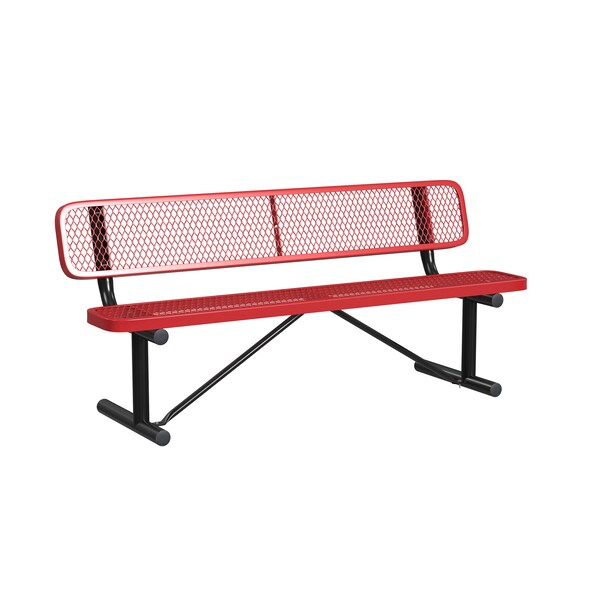 Leisure Craft 6 FT Outdoor Bench with Back, Portable, Red