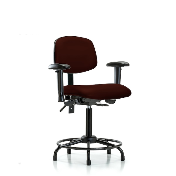 Bench Chair, Vinyl, RT, AA, Glides, Burg, 6-Way Adjustable, 22" to 29" Height, Burgundy