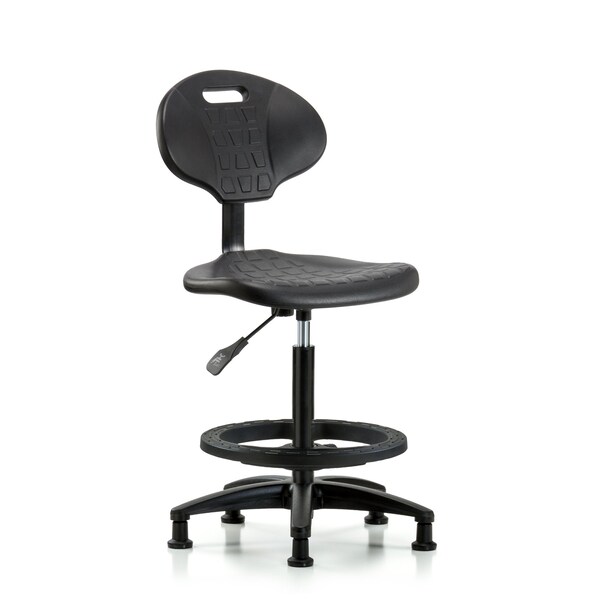 Erie Hi Bench Chair, BF, Glides, No Arms, 23" to 33" Height, Black; Blue