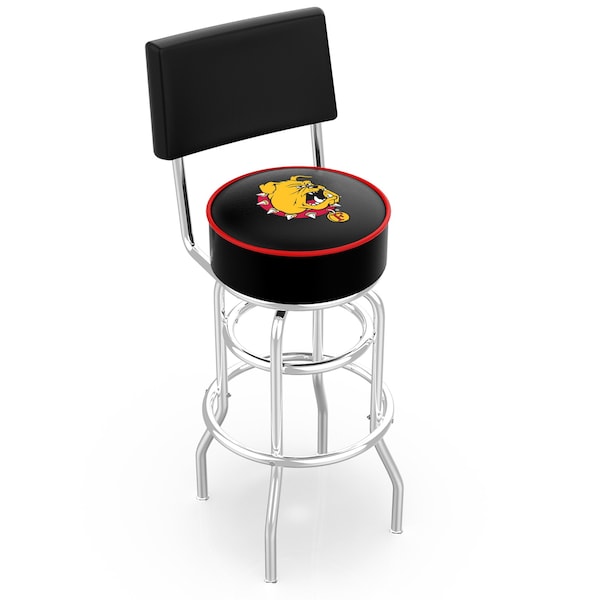 25" Chrome 2-Ring Ferris State Swivel Bar Stool, Back
