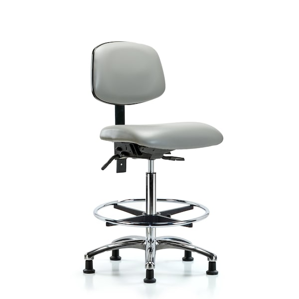 Chair, Vinyl, Hi Bench, Chr CF Glides, Dov, No Arms, 26" to 35-1/2" Height, Dove