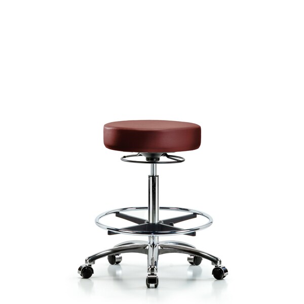 Vinyl Stool, Chrome, High Bench, Foot Ring, Casters, Taupe