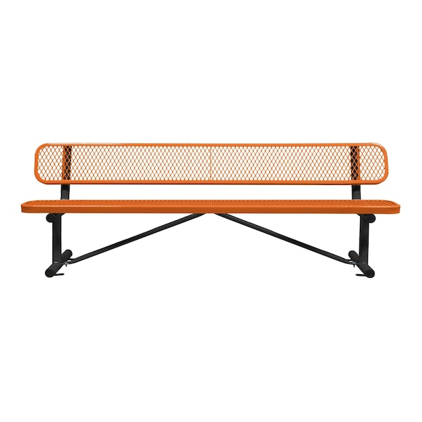 Bench/Back, Surface Mount, 8ft., Orange
