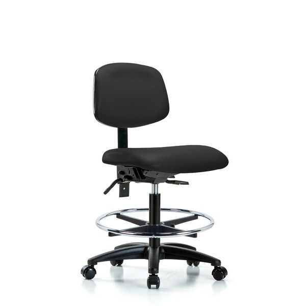 Chair, Vin, Med Bench, Tilt CF Casters, Blk, No Arms, 22" to 29" Height, Black