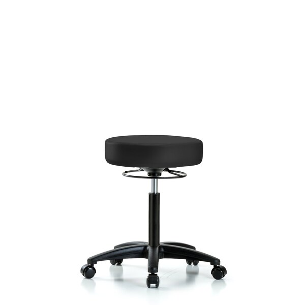 Bench Stool, Med, Vinyl, Casters, Gry