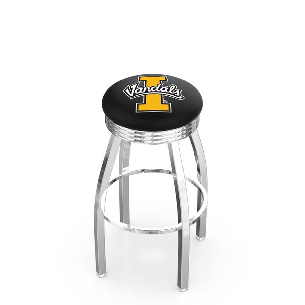 25" Chrome Idaho Swivel Bar Stool, Accent Ring