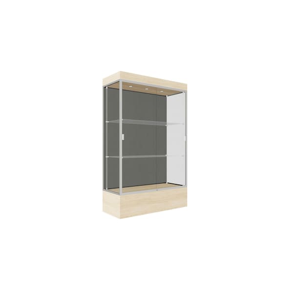Lighted Floor Display Case 48x76x20, 12" Base, Satin