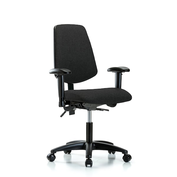 Desk Chair Fab Desk Chair, Med, Bk, Cast, Blk, Adjustable Arms, 19" to 24" Height, Fabric, Black