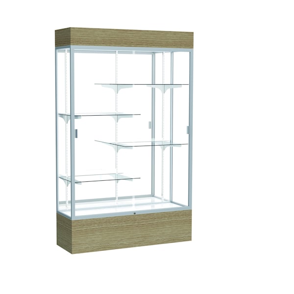 Reliant Lighted Floor Case, Mirror, Satin, 48"Wx80"Hx16"D