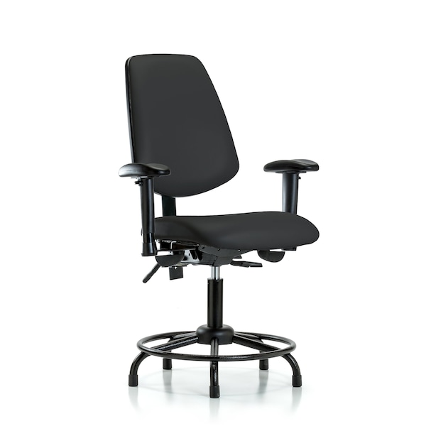 Desk Chair Adjustable Arms, 18" to 23" Height, Vinyl, Black