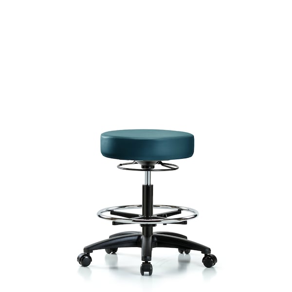 Vinyl Stool, Med Bench, Foot Ring, Casters, Royal