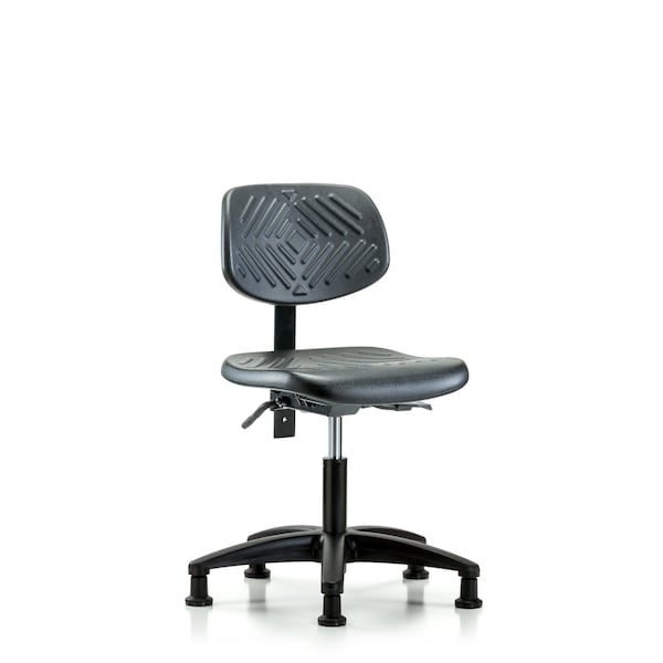 Desk Chair Desk Chair, Polyurethane, Glides, No Arms, 17" to 22" Height, Black; Blue